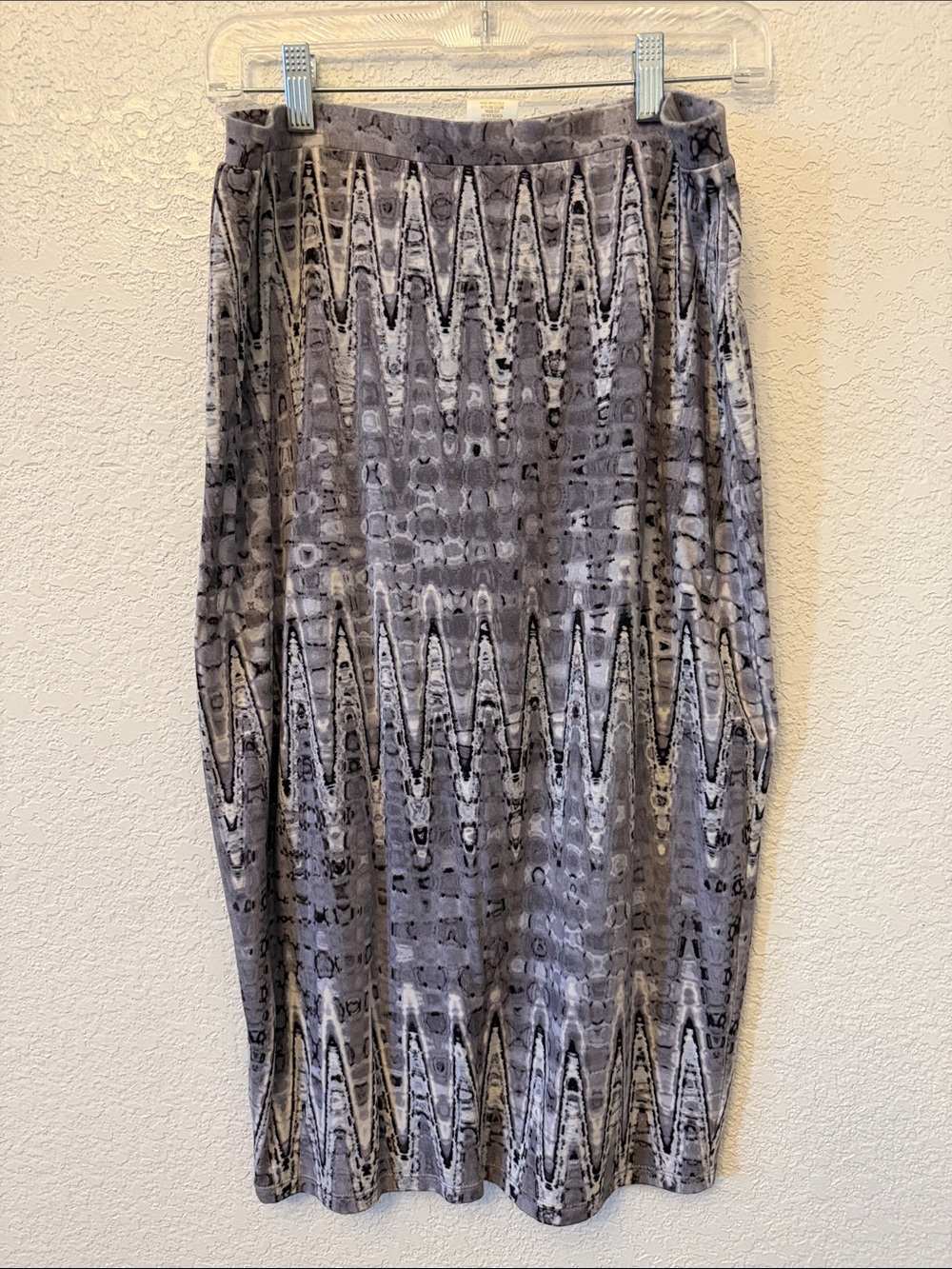 Matty M Gray Abstract Midi Skirt Lrg